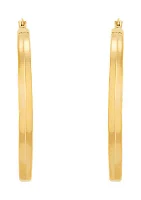 Square Pattern Hoop Earrings in 10K Yellow Gold