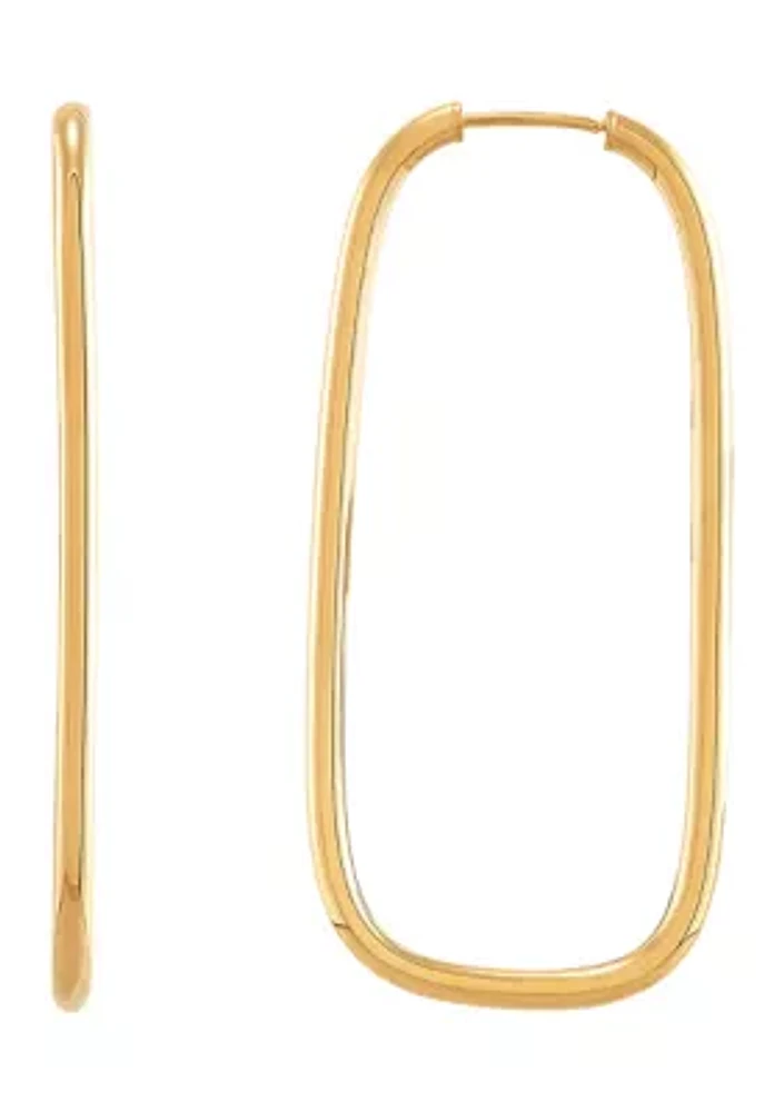 Rectangle Hoop Earrings in 10K Yellow Gold