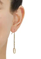 Oval Drop on Rope Chain Earrings in 10K Yellow Gold