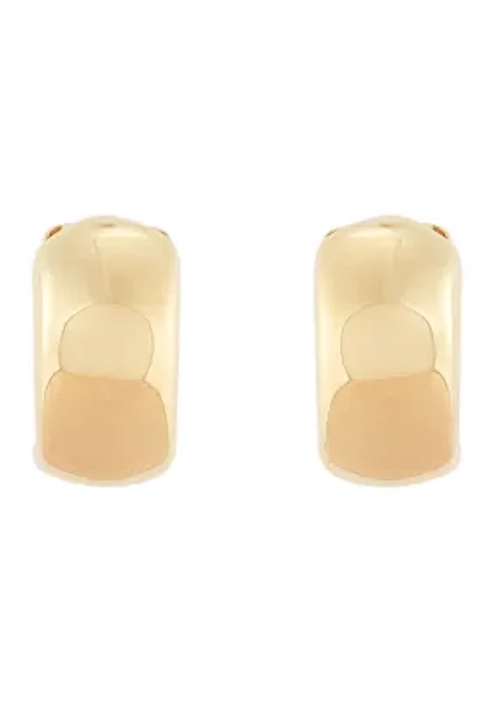 Hollow Huggie Hoop Earrings in 10K Yellow Gold