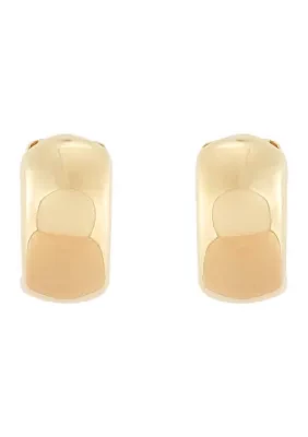 Hollow Huggie Hoop Earrings in 10K Yellow Gold