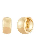 Hollow Huggie Hoop Earrings in 10K Yellow Gold