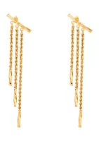 10K Yellow Gold Curve Top with Graduated Rope Tube Earrings