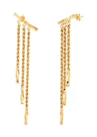 10K Yellow Gold Curve Top with Graduated Rope Tube Earrings