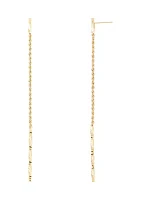 Hollow Rope with Tube Stick at Bottom Earrings in 10K Yellow Gold