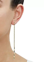 Hollow Rope with Tube Stick at Bottom Earrings in 10K Yellow Gold