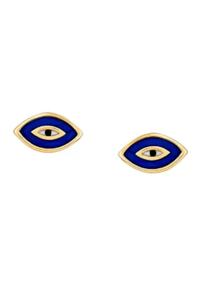 Enamel Evil Eye Stud Earrings in 10K Yellow Gold