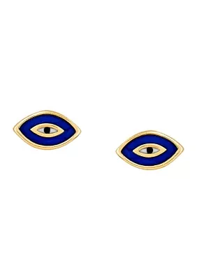 Enamel Evil Eye Stud Earrings in 10K Yellow Gold