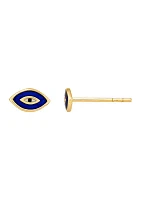 Enamel Evil Eye Stud Earrings in 10K Yellow Gold