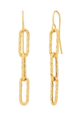 Paperclip Links Drop Earring in 10K Yellow Gold