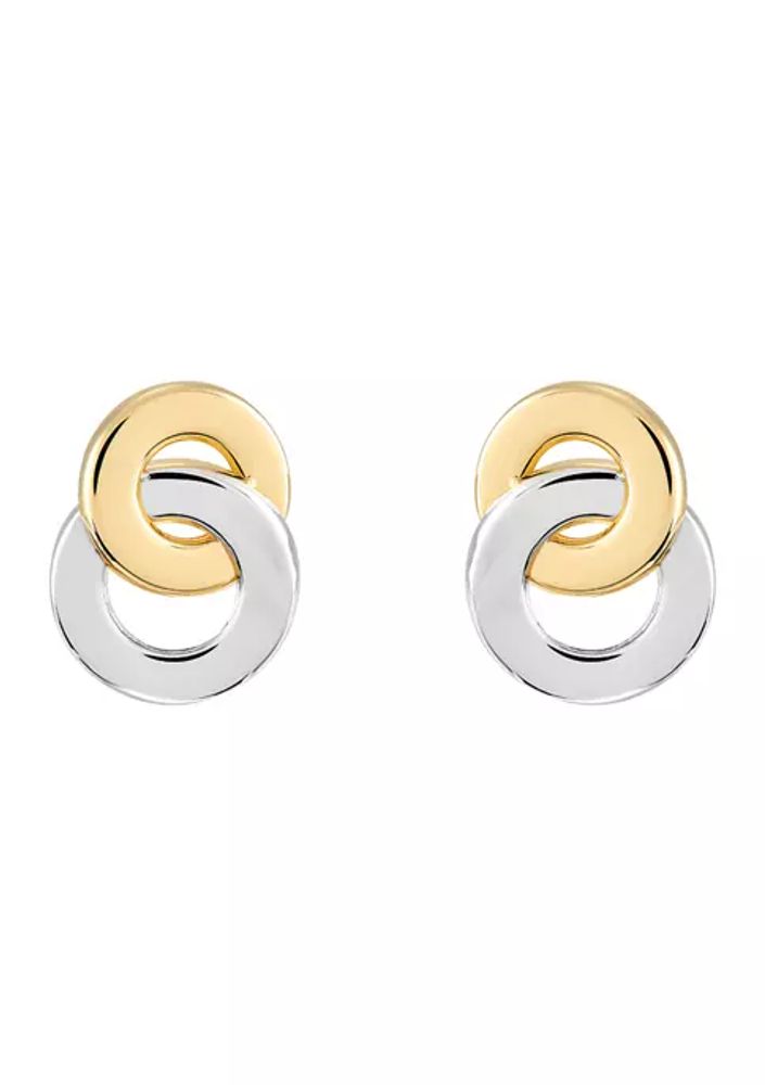Double Interlocking Circle Stud Earrings
