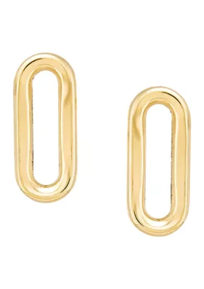 Small Paperclip Stud Earrings in 10K Yellow Gold