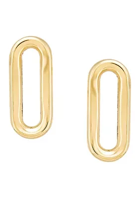 Small Paperclip Stud Earrings in 10K Yellow Gold