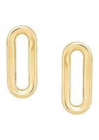 Small Paperclip Stud Earrings in 10K Yellow Gold