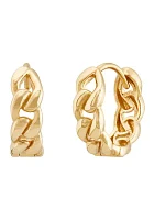 Curb Design Huggies Earrings in 10K Yellow Gold