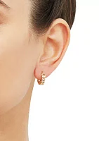 Curb Design Huggies Earrings in 10K Yellow Gold