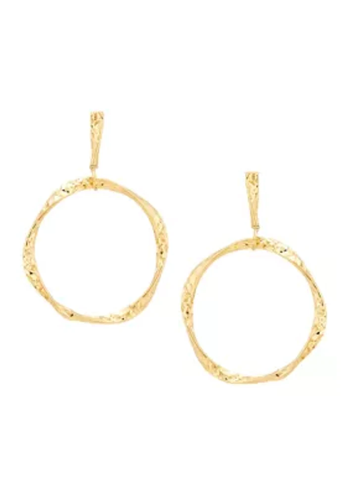 Twist Tube Drop with Bar Topper Earrings in 10K Yellow Gold