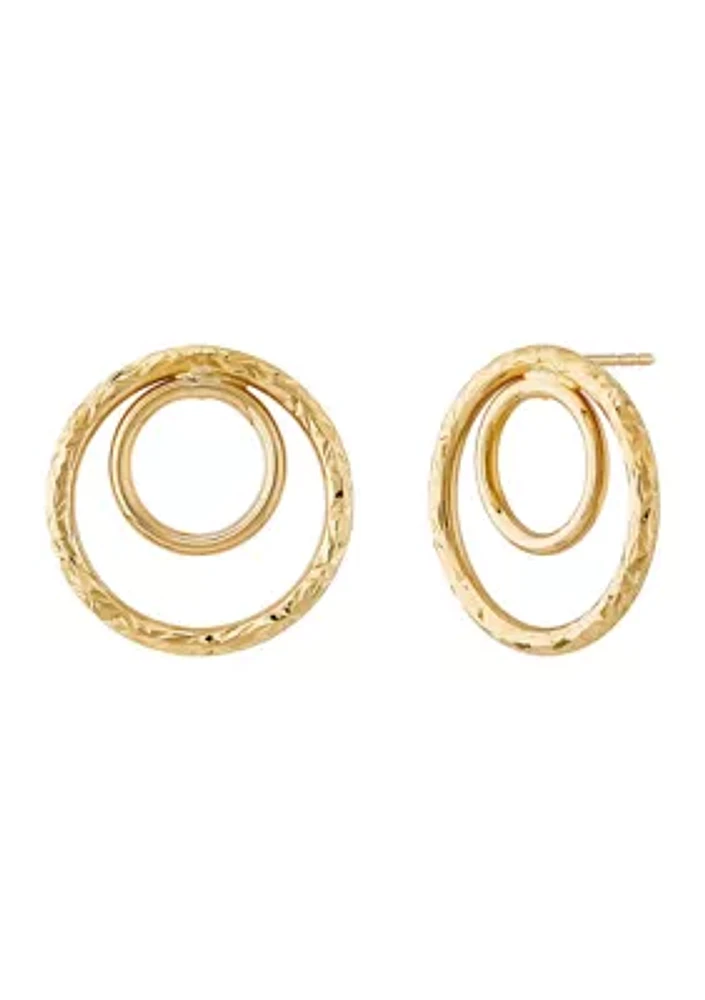 Double 2x20MM & 1.52x12MM Stud Earrings in 10K Yellow Gold