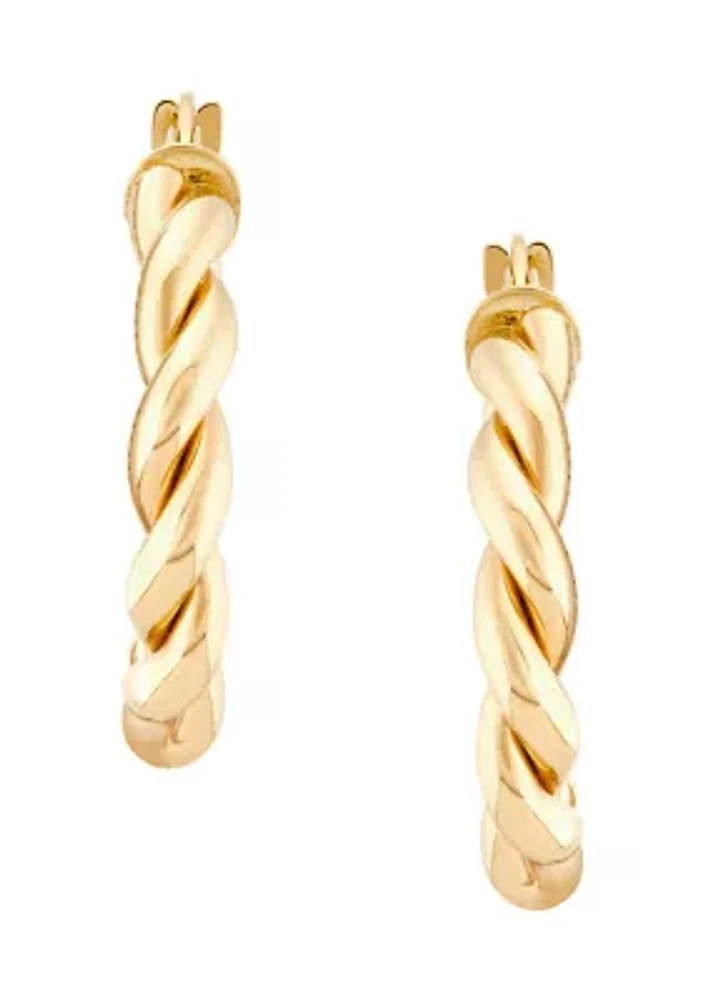 Braid Round Hoop Earrings in 10K Yellow Gold