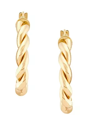 Braid Round Hoop Earrings in 10K Yellow Gold