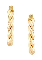 Braid Round Hoop Earrings in 10K Yellow Gold