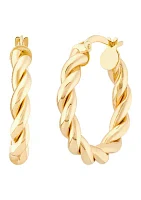 Braid Round Hoop Earrings in 10K Yellow Gold