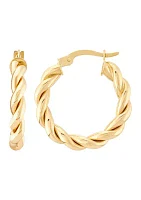 Braid Round Hoop Earrings in 10K Yellow Gold