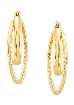 Graduated Oval Hoop Earrings in 10K Yellow Gold