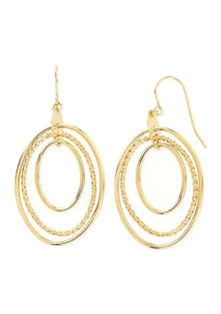 Graduated Oval Dangle Earrings in 10K Yellow Gold