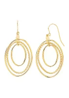 Graduated Oval Dangle Earrings in 10K Yellow Gold