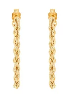 Hollow Rope Front to Back Chain Link Earrings in 10K Yellow Gold