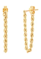 Hollow Rope Front to Back Chain Link Earrings in 10K Yellow Gold