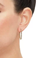 Hollow Rope Front to Back Chain Link Earrings in 10K Yellow Gold