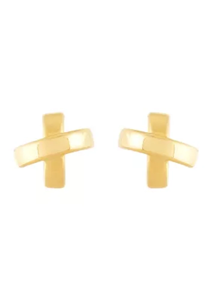 X Stud Earrings in 10K Yellow Gold