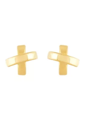 X Stud Earrings in 10K Yellow Gold