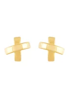 X Stud Earrings in 10K Yellow Gold