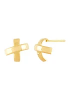 X Stud Earrings in 10K Yellow Gold