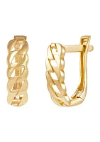 Curb Design Hoop Earrings in 10K Yellow Gold