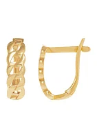 Curb Design Hoop Earrings in 10K Yellow Gold