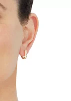 Curb Design Hoop Earrings in 10K Yellow Gold