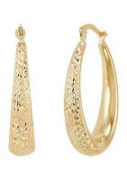 Oval Hoop Earrings in 10K Yellow Gold