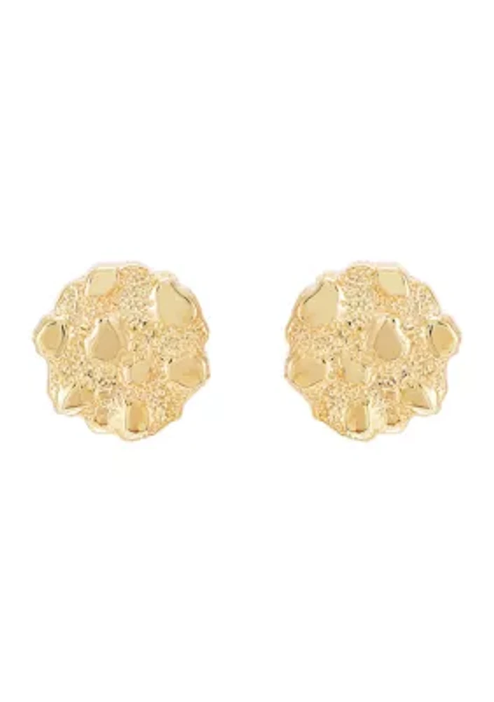 Organic Nugget Stud Earrings in 10K Yellow Gold