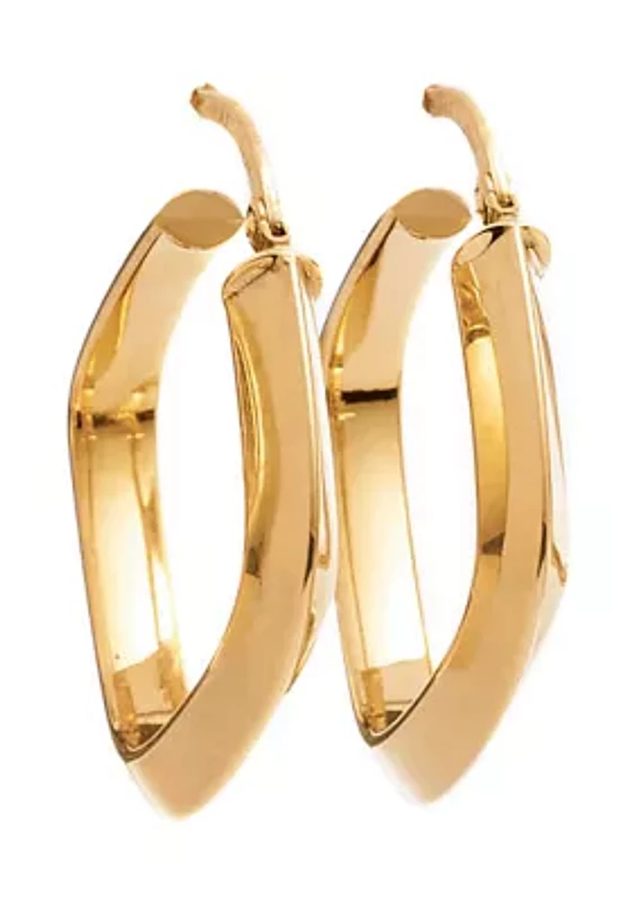 Tube Square Hoop Earrings in 10K Yellow Gold