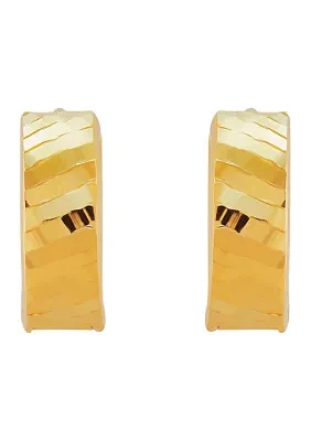 Oval Huggie Hoop Earrings in 10K Yellow Gold