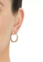 Bypass Tube Hoop Earrings in 10K Yellow and White Gold