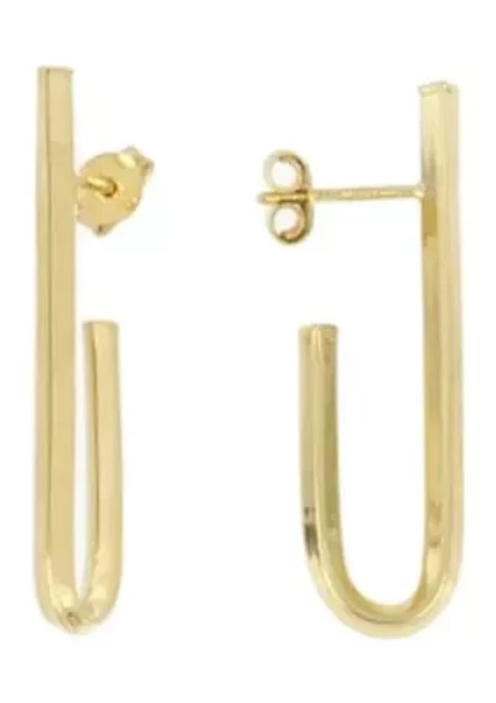 J-Square Tube Earrings in 10K Yellow Gold