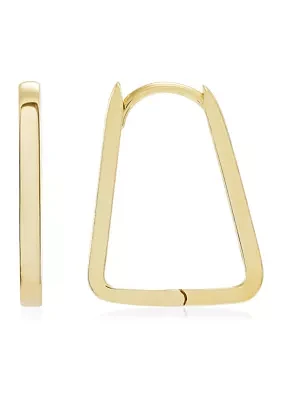 U Shape Huggie Hoop Earrings in 10K Yellow Gold