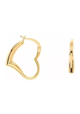 Grad Heart Shape Hoop Earrings in 10K Yellow Gold