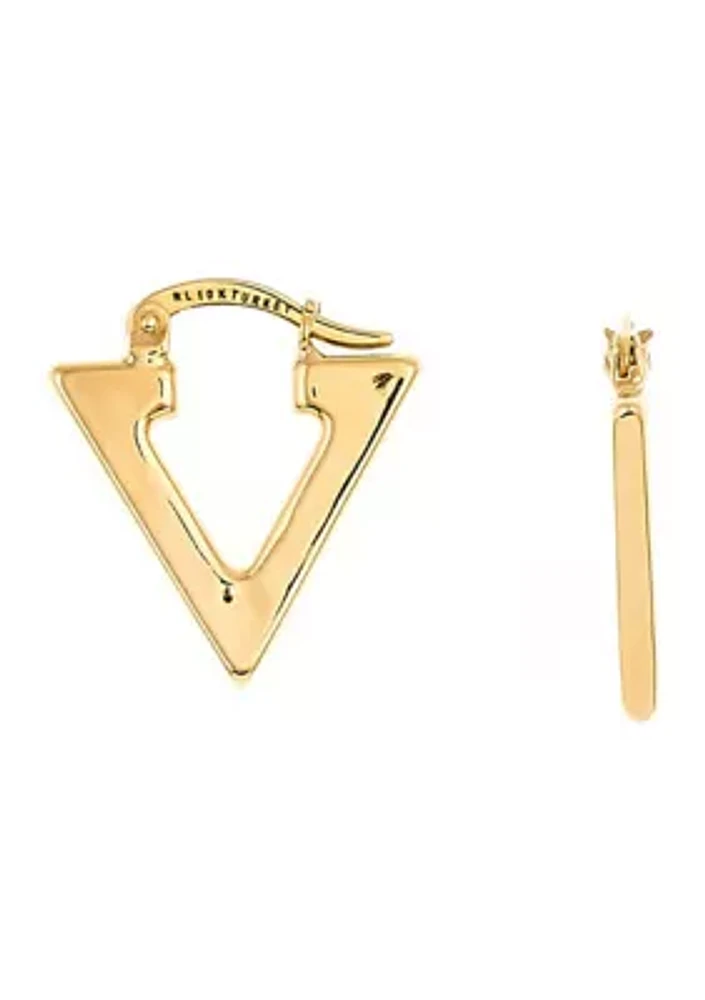 Triangle Shape Hoop Earrings in 10K Yellow Gold