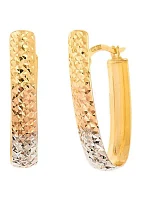 U Shape Hoop Earrings in 10K Yellow, White and Rose Gold